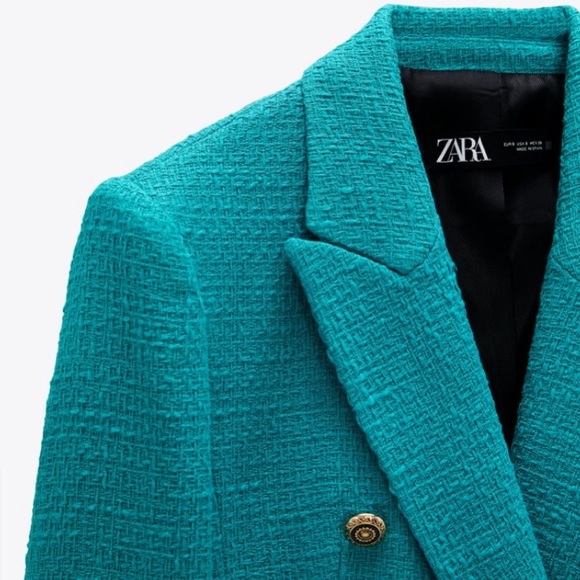 Zara Blue Structured Blazer with Notched Lapels - Picture 5 of 11